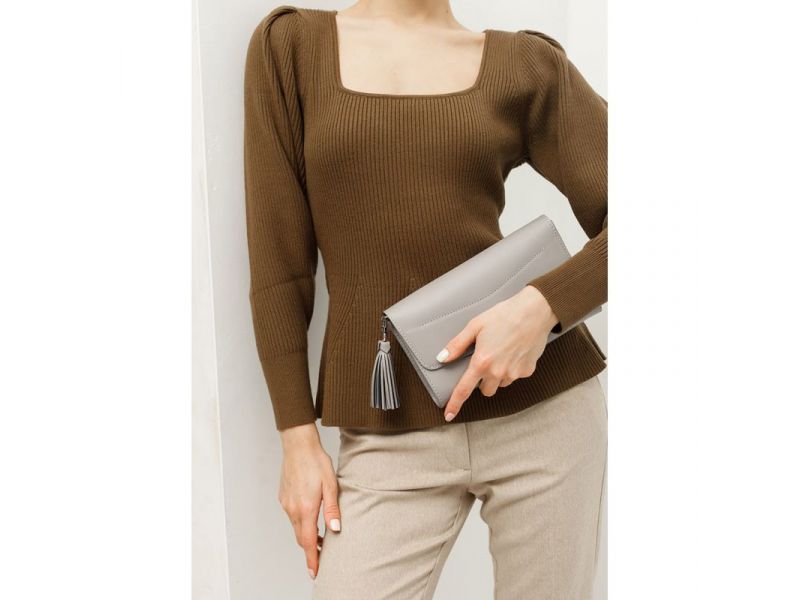 Кожаная женская сумка Элис серая, фото 10