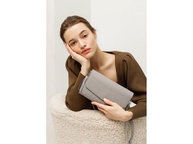 Кожаная женская сумка Элис серая, фото 9