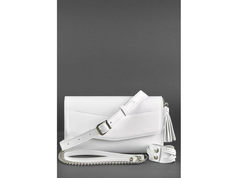 Белая кожаная женская сумка Элис, фото 6