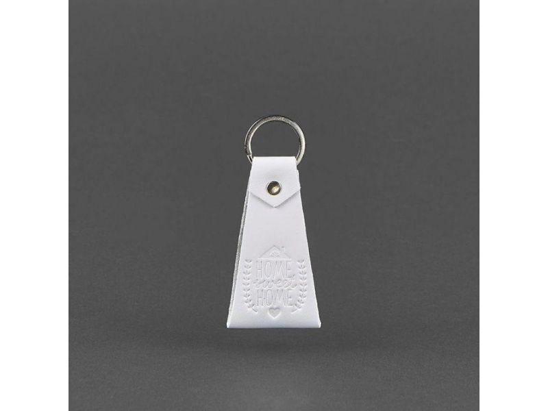 Кожаный белый брелок-петля, фото 3