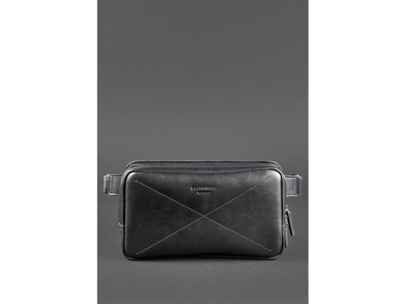 Мужская кожаная поясная сумка Dropbag Maxi черная Krast, фото 2