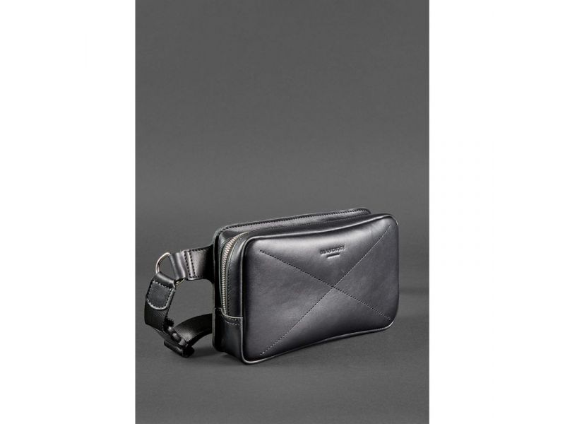 Мужская кожаная поясная сумка Dropbag Maxi черная Krast, фото 3