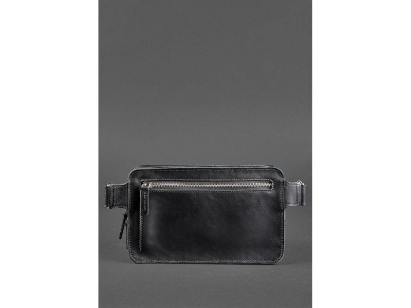 Мужская кожаная поясная сумка Dropbag Maxi черная Krast, фото 4
