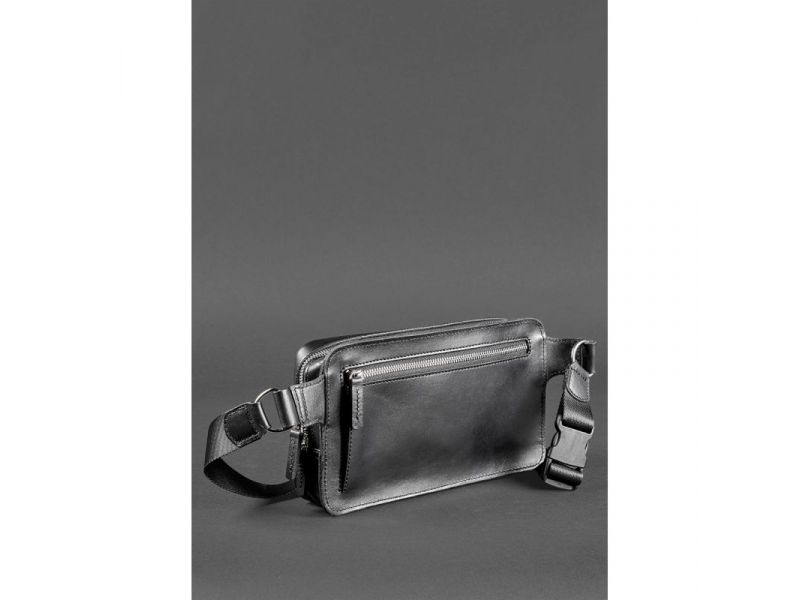 Мужская кожаная поясная сумка Dropbag Maxi черная Krast, фото 5