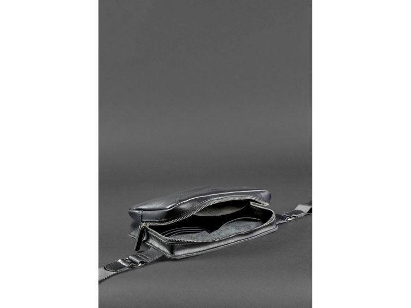 Мужская кожаная поясная сумка Dropbag Maxi черная Krast, фото 7