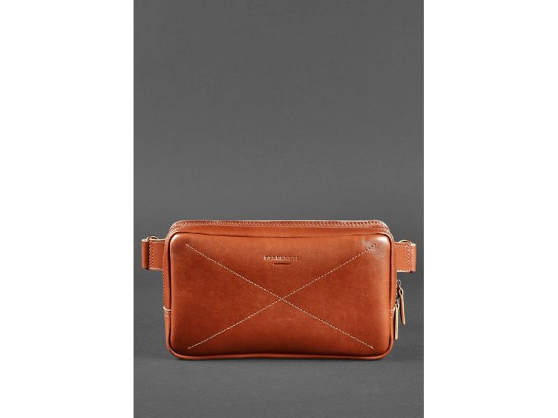 Кожаная поясная сумка Dropbag Maxi светло-коричневая, фото 2