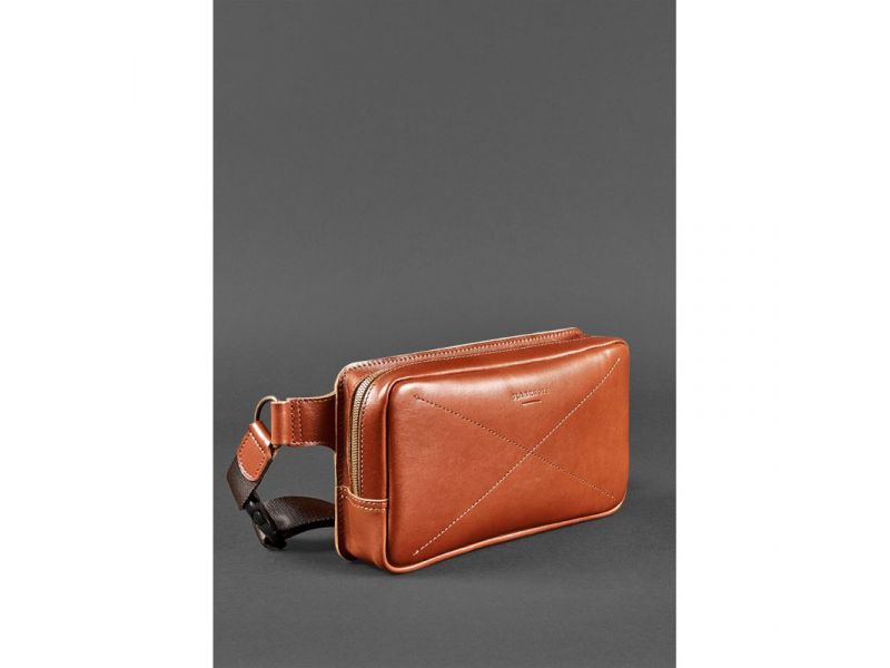 Кожаная поясная сумка Dropbag Maxi светло-коричневая, фото 3