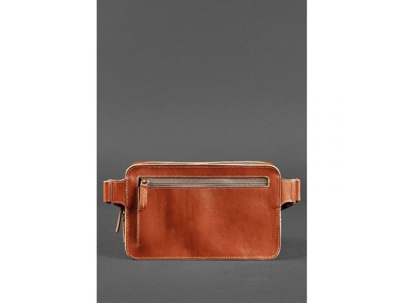 Кожаная поясная сумка Dropbag Maxi светло-коричневая, фото 4