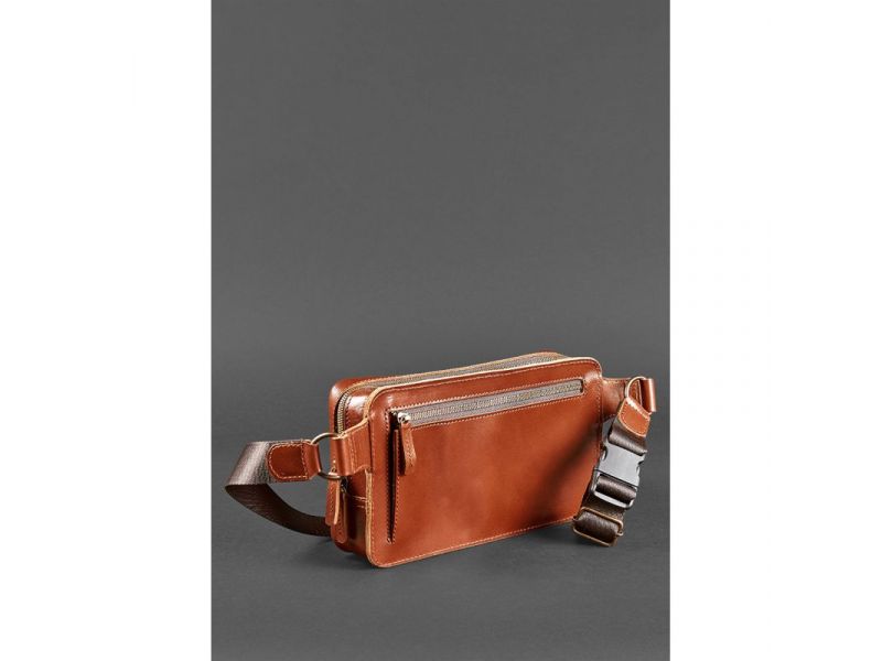 Кожаная поясная сумка Dropbag Maxi светло-коричневая, фото 5