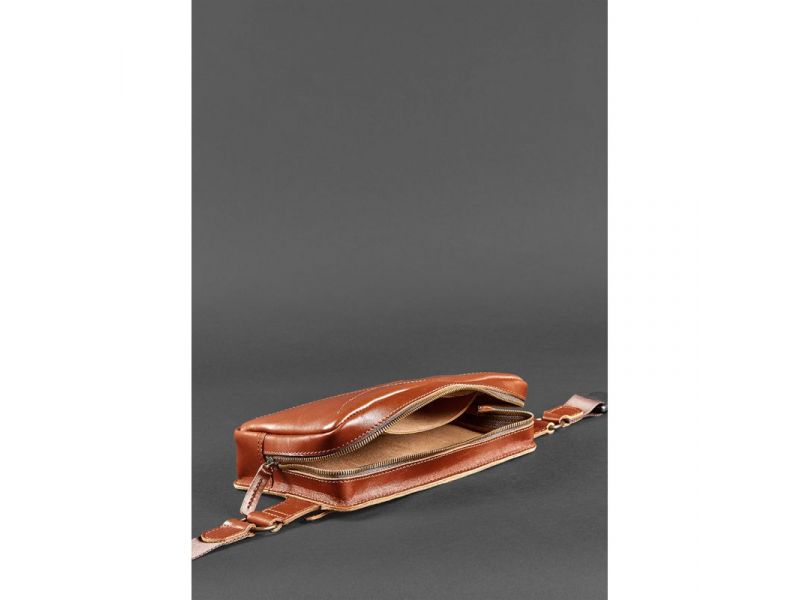 Кожаная поясная сумка Dropbag Maxi светло-коричневая, фото 7