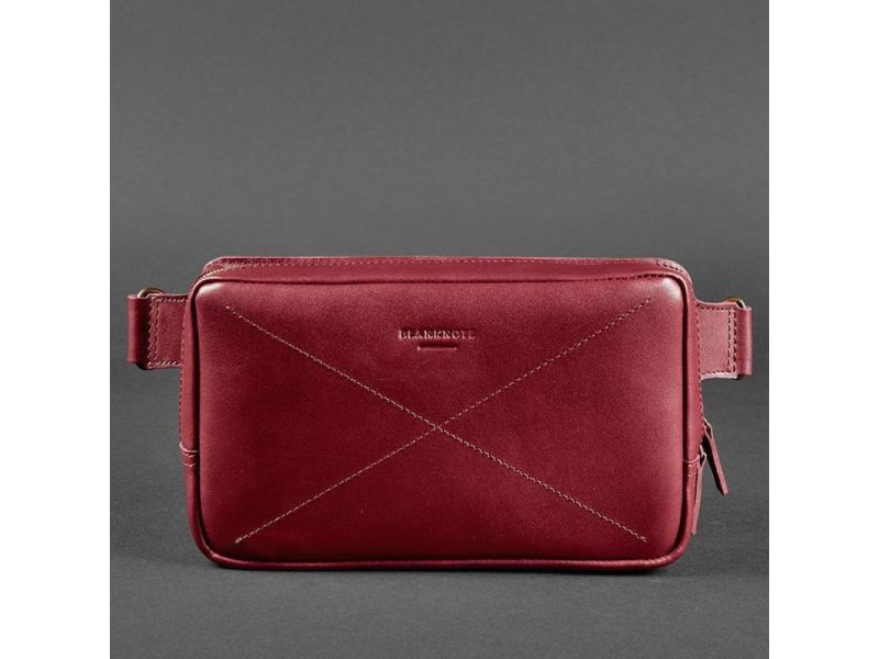 Кожаная поясная сумка Dropbag Maxi бордовая Krast, фото 7