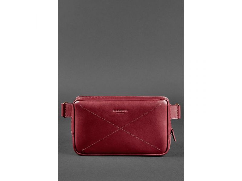Кожаная поясная сумка Dropbag Maxi бордовая Krast, фото 1