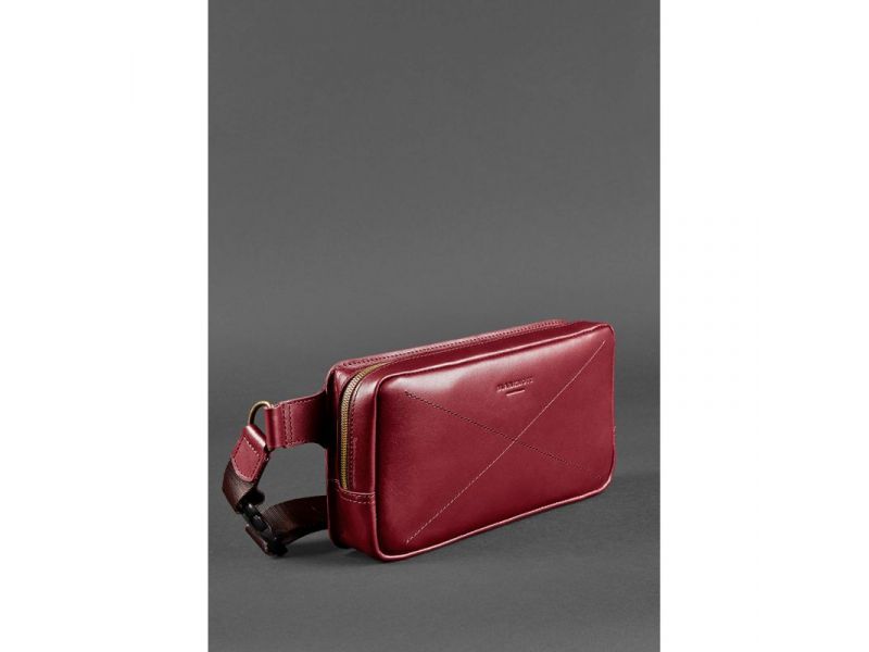 Кожаная поясная сумка Dropbag Maxi бордовая Krast, фото 2