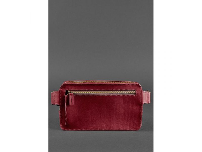 Кожаная поясная сумка Dropbag Maxi бордовая Krast, фото 3