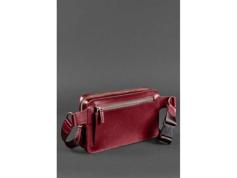 Кожаная поясная сумка Dropbag Maxi бордовая Krast, фото 4