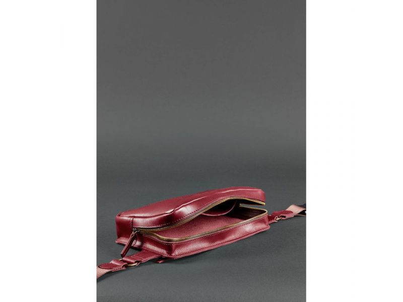Кожаная поясная сумка Dropbag Maxi бордовая Krast, фото 6