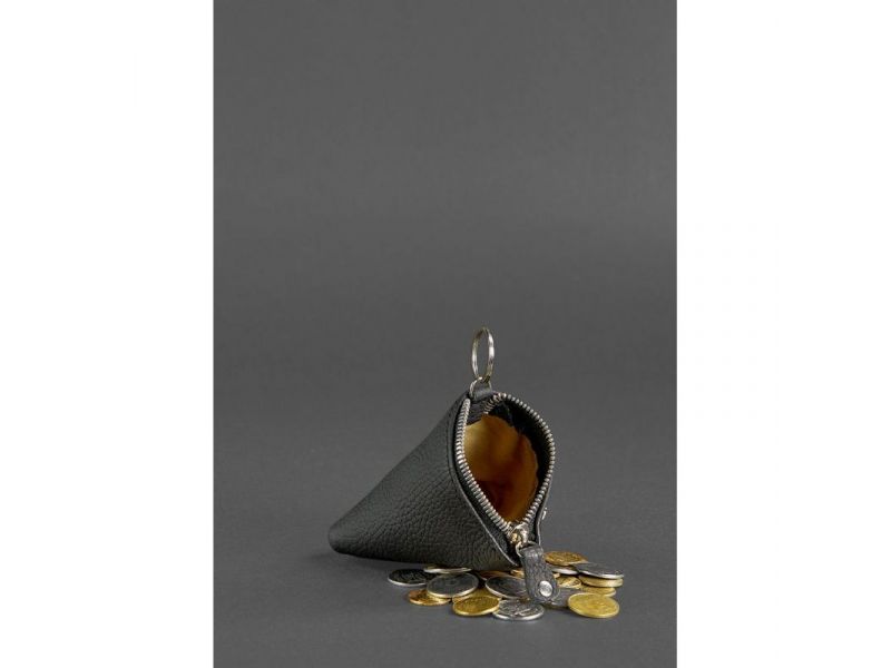 Кожаная монетница 2.0 Пирамида черная, фото 3