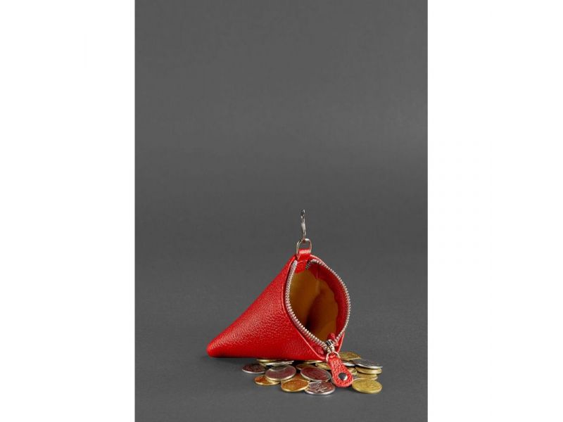 Женская кожаная монетница 2.0 Пирамида красная, фото 3