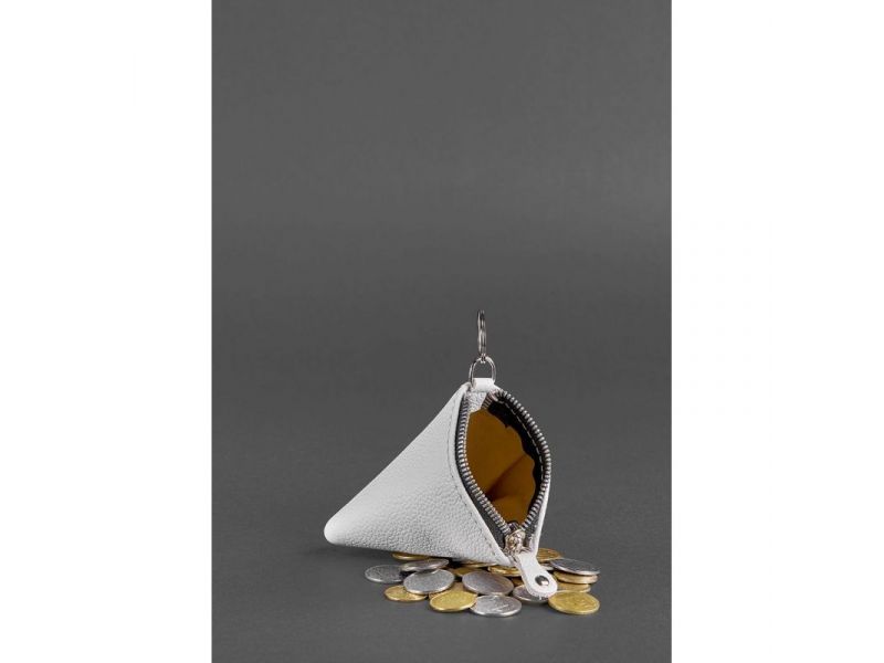 Женская кожаная монетница 2.0 Пирамида белая, фото 3