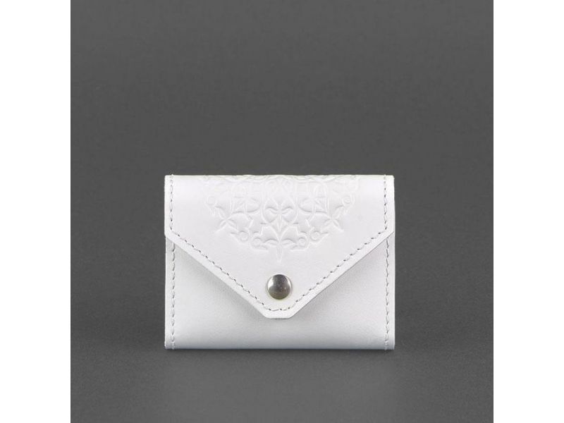 Женский кожаный кард-кейс 3.0 (Гармошка) Белый с мандалой, фото 5