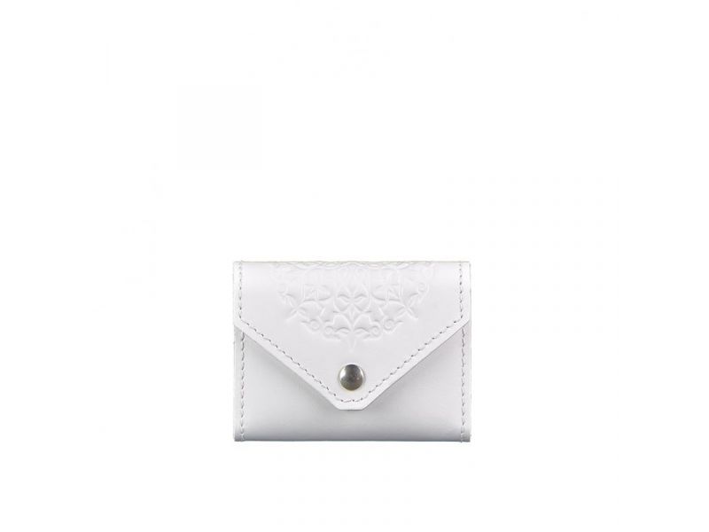 Женский кожаный кард-кейс 3.0 (Гармошка) Белый с мандалой, фото 6