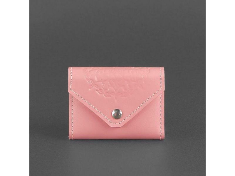 Женский кожаный кард-кейс 3.0 (Гармошка) Розовый с мандалой, фото 5