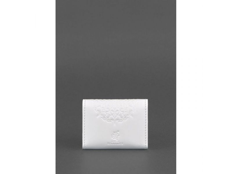 Женский кожаный кард-кейс 3.0 (Гармошка) Белый с мандалой, фото 4