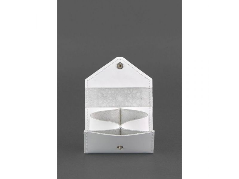 Женский кожаный кард-кейс 3.0 (Гармошка) Белый с мандалой, фото 3