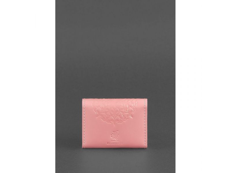 Женский кожаный кард-кейс 3.0 (Гармошка) Розовый с мандалой, фото 4