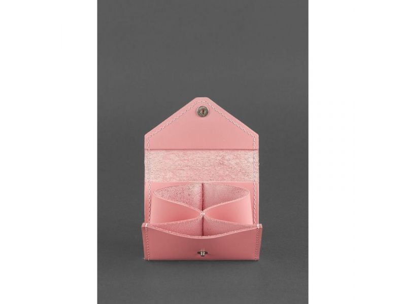 Женский кожаный кард-кейс 3.0 (Гармошка) Розовый с мандалой, фото 3