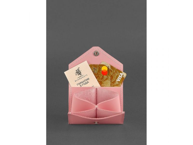 Женский кожаный кард-кейс 3.0 (Гармошка) Розовый с мандалой, фото 2