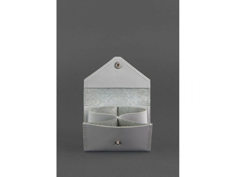 Женский кожаный кард-кейс 3.0 (Гармошка) Серый с мандалой, фото 3