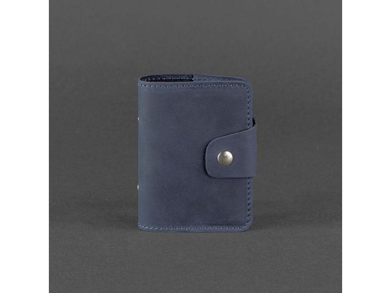 Кожаный кард-кейс 7.1 (Книжечка) синий, фото 5