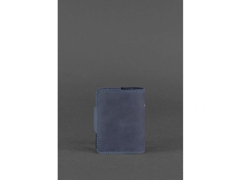 Кожаный кард-кейс 7.1 (Книжечка) синий, фото 4