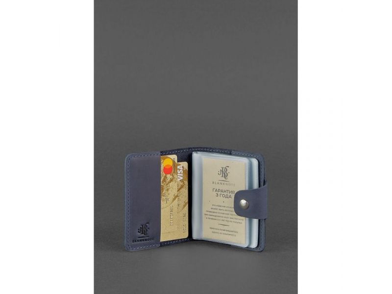 Кожаный кард-кейс 7.1 (Книжечка) синий, фото 2