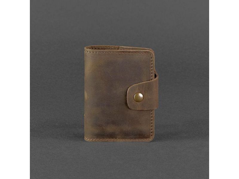 Кожаный кард-кейс 7.1 (Книжечка) темно-коричневый Crazy Horse, фото 5