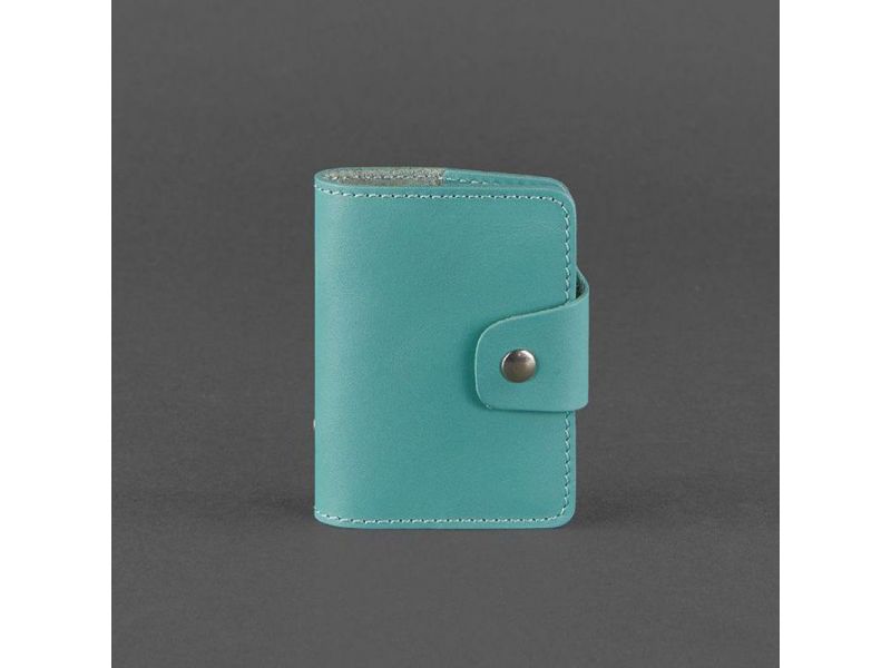 Женский кожаный кард-кейс 7.1 (Книжечка) бирюзовый, фото 5