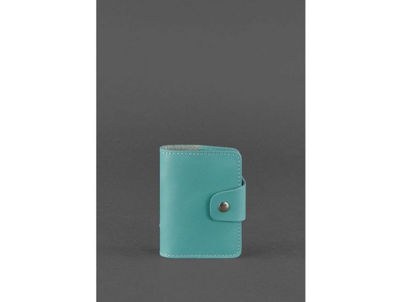 Женский кожаный кард-кейс 7.1 (Книжечка) бирюзовый, фото 1