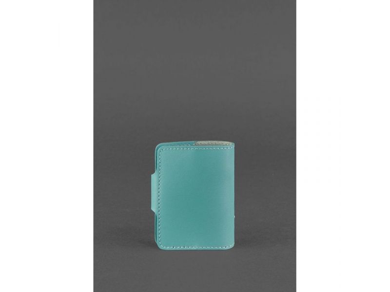 Женский кожаный кард-кейс 7.1 (Книжечка) бирюзовый, фото 4