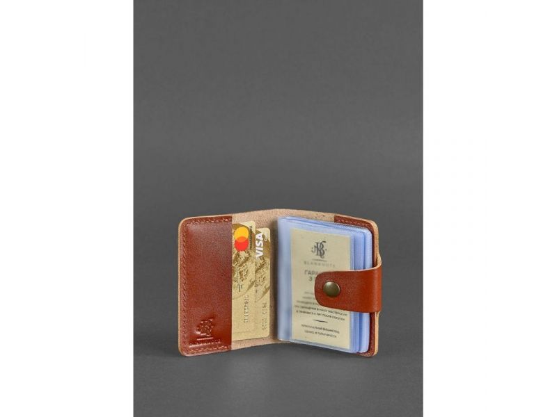 Кожаный кард-кейс 7.1 (Книжечка) светло-коричневый, фото 2