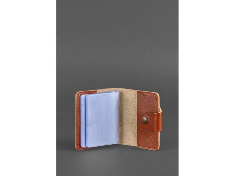 Кожаный кард-кейс 7.1 (Книжечка) светло-коричневый, фото 3