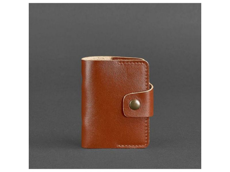 Кожаный кард-кейс 7.1 (Книжечка) светло-коричневый, фото 5