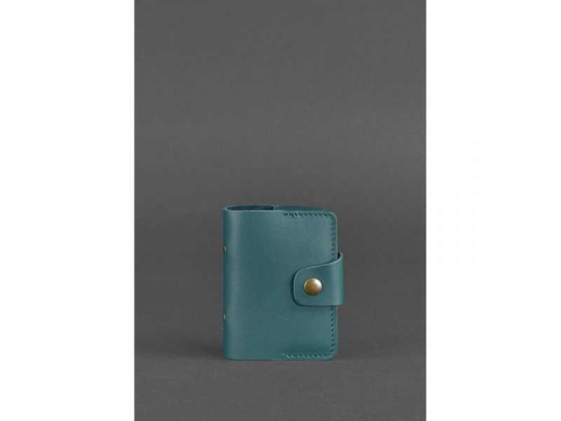 Женский кожаный кард-кейс 7.1 (Книжечка) зеленый, фото 1