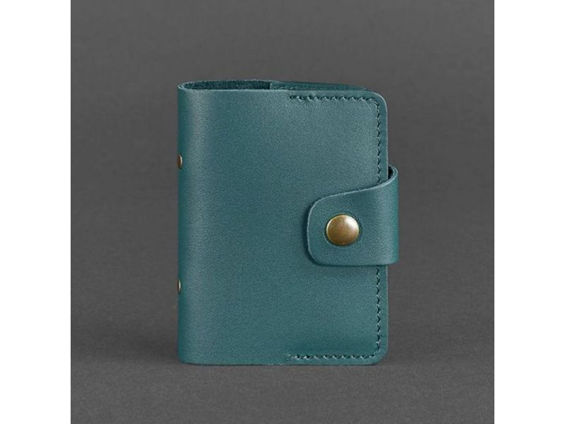 Женский кожаный кард-кейс 7.1 (Книжечка) зеленый, фото 5