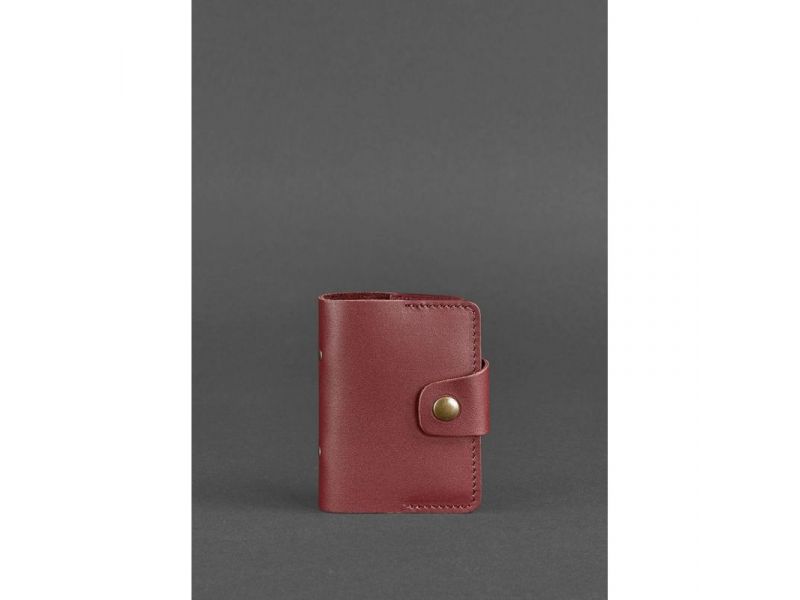 Женский кожаный кард-кейс 7.1 (Книжечка) бордовый, фото 1