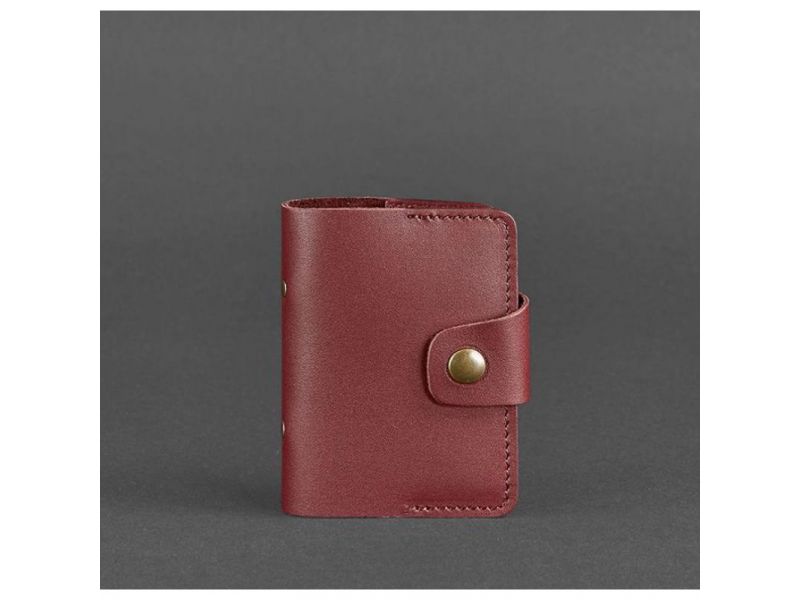 Женский кожаный кард-кейс 7.1 (Книжечка) бордовый, фото 5