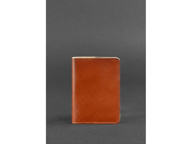 Кожаная обложка для паспорта и военного билета 1.3 светло-коричневая, фото 1