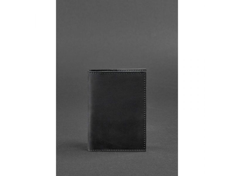 Кожаная обложка для паспорта и военного билета 1.2 черная Crazy Horse, фото 1