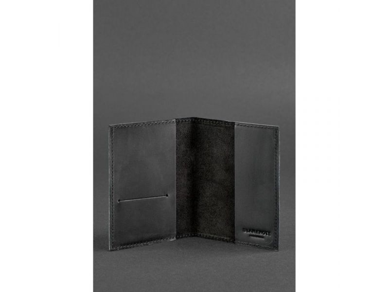 Кожаная обложка для паспорта и военного билета 1.2 черная Crazy Horse, фото 3