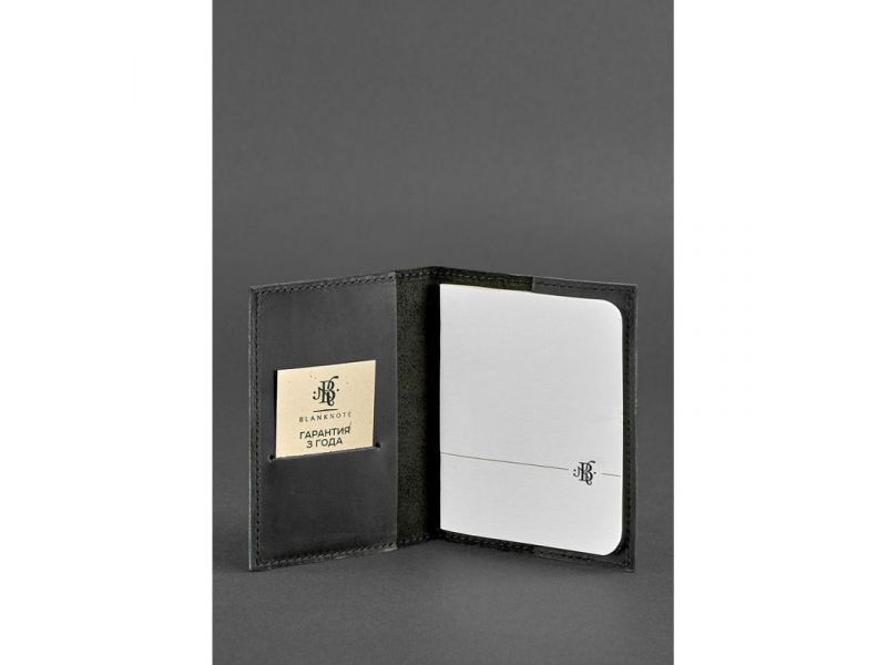 Кожаная обложка для паспорта и военного билета 1.2 черная Crazy Horse, фото 2